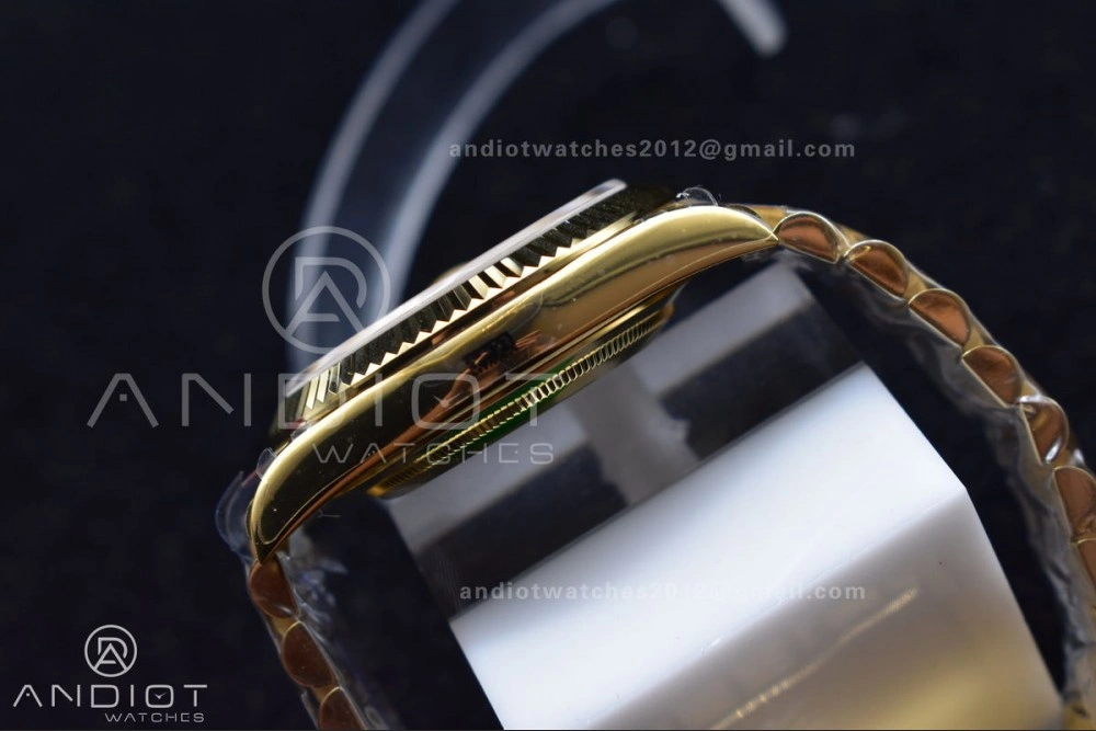 DayDate 40 YG JDF Gain Weight 904L Steel YG Dial Stick Markers on President Bracelet A2836 V ZipUp 731