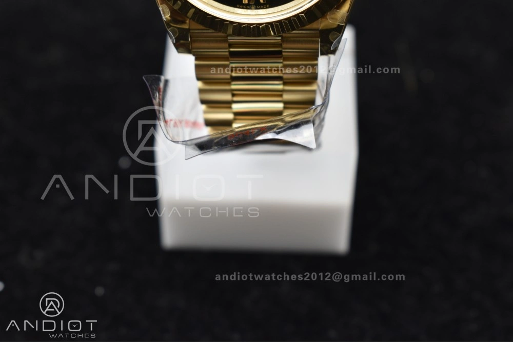 DayDate 40 YG QF Best Edition 904L Steel Green Black Dial on President Bracelet A2836 V4 (Gain Weight) TechFriendly 725