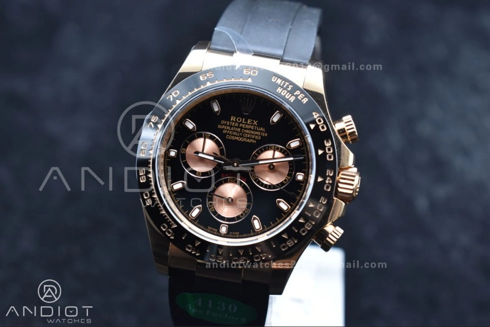 Durable Daytona 116518 APSF 1:1 Best Edition Black RG Dial on Oysterflex Rubber Strap SH 753