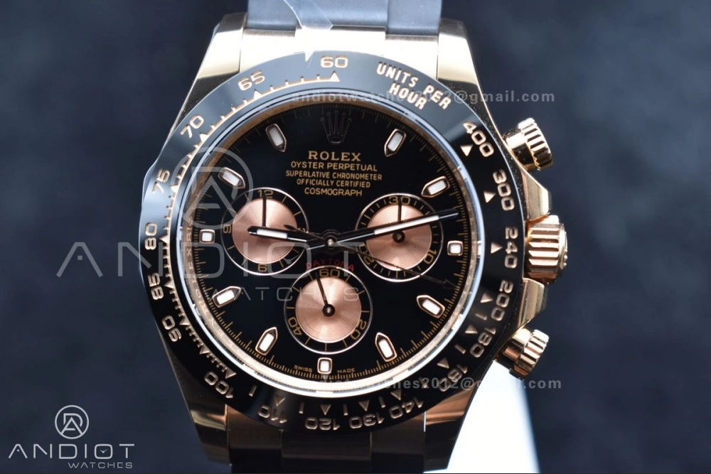 Durable Daytona 116518 APSF 1:1 Best Edition Black RG Dial on Oysterflex Rubber Strap SH 753