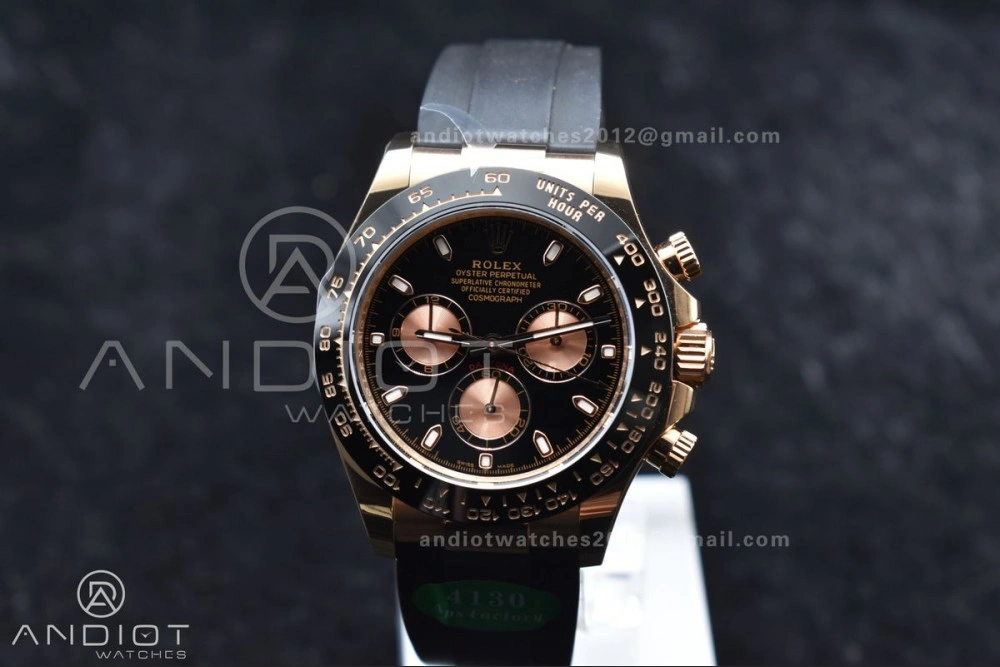 Durable Daytona 116518 APSF 1:1 Best Edition Black RG Dial on Oysterflex Rubber Strap SH 753