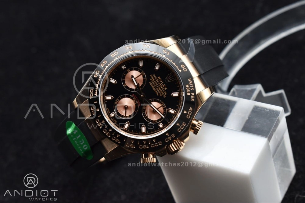 Durable Daytona 116518 APSF 1:1 Best Edition Black RG Dial on Oysterflex Rubber Strap SH 753