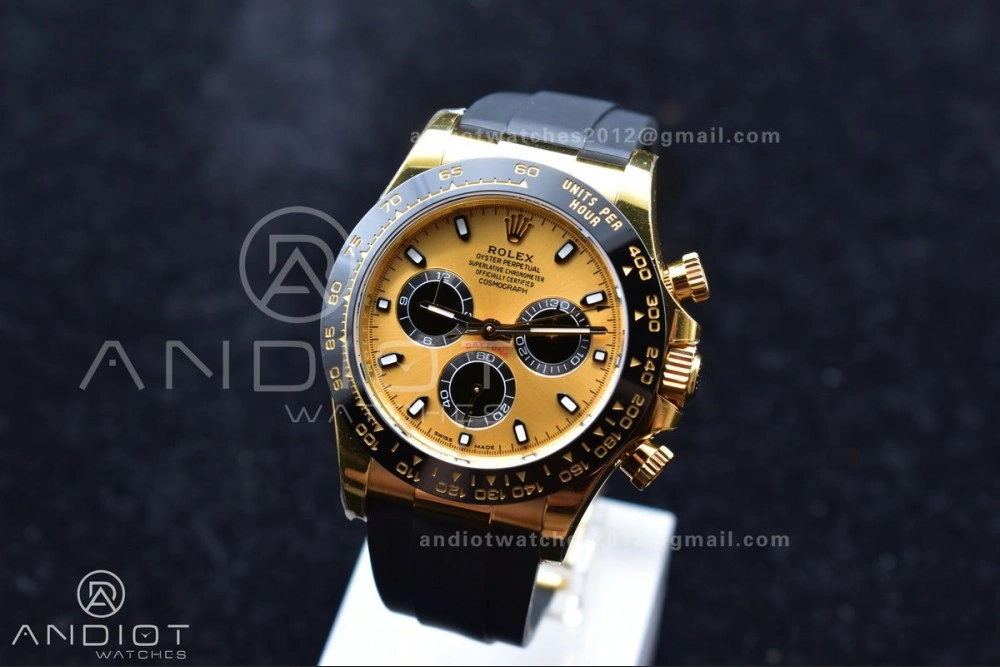 Original Daytona 116518 BTF 1:1 Best Edition YG Black Dial on Oysterflex Rubber Strap SA 766