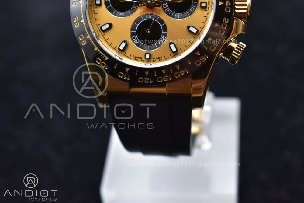 Original Daytona 116518 BTF 1:1 Best Edition YG Black Dial on Oysterflex Rubber Strap SA 766