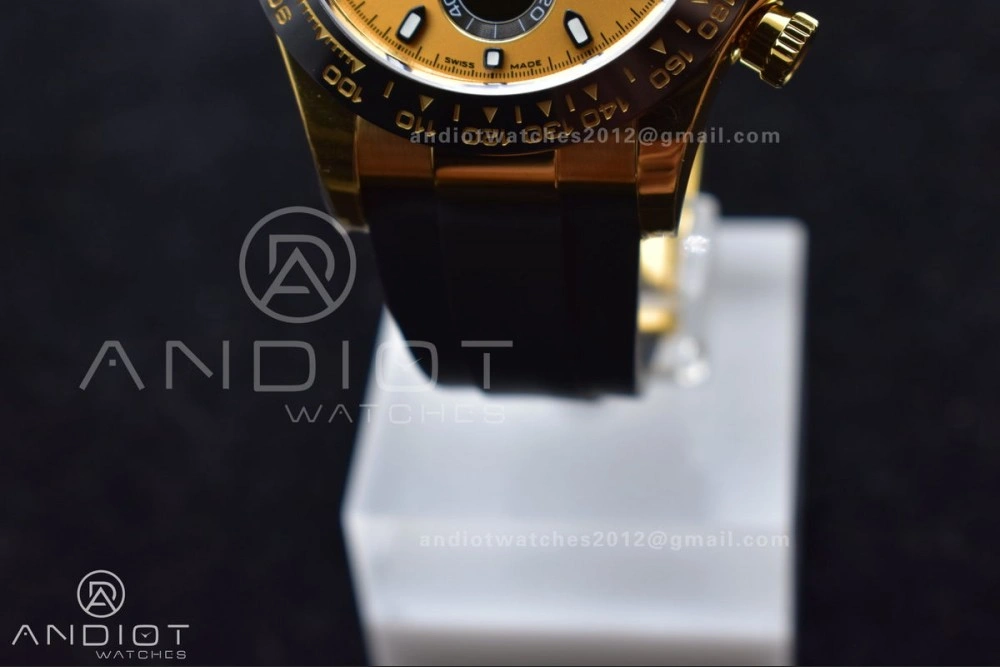 Original Daytona 116518 BTF 1:1 Best Edition YG Black Dial on Oysterflex Rubber Strap SA 766