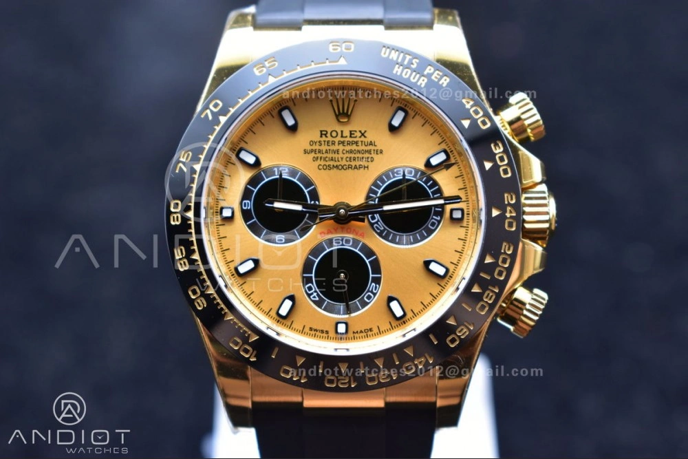 Original Daytona 116518 BTF 1:1 Best Edition YG Black Dial on Oysterflex Rubber Strap SA 766