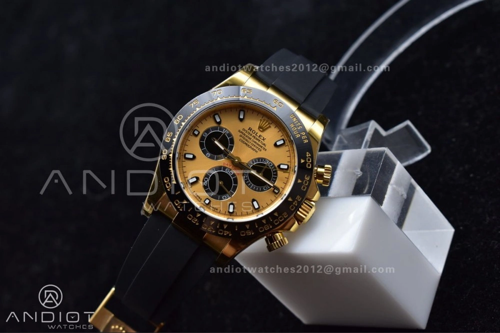 Original Daytona 116518 BTF 1:1 Best Edition YG Black Dial on Oysterflex Rubber Strap SA 766