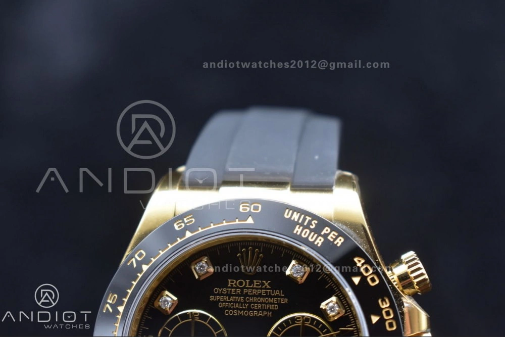 Daytona 116518 Clean 1:1 Best Edition Black Diamonds Dial on Oysterflex Rubber Strap SA4130 V WellDesigned 416