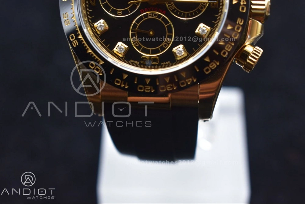 Daytona 116518 Clean 1:1 Best Edition Black Diamonds Dial on Oysterflex Rubber Strap SA4130 V WellDesigned 416