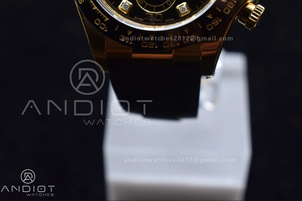 Daytona 116518 Clean 1:1 Best Edition Black Diamonds Dial on Oysterflex Rubber Strap SA4130 V WellDesigned 416