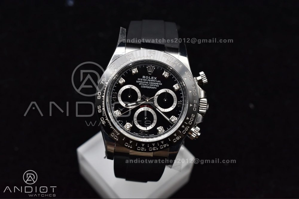 Daytona 116519 BTF 1:1 Best Edition Black Diamonds Dial on Oysterflex Rubber Strap SA Modern 768