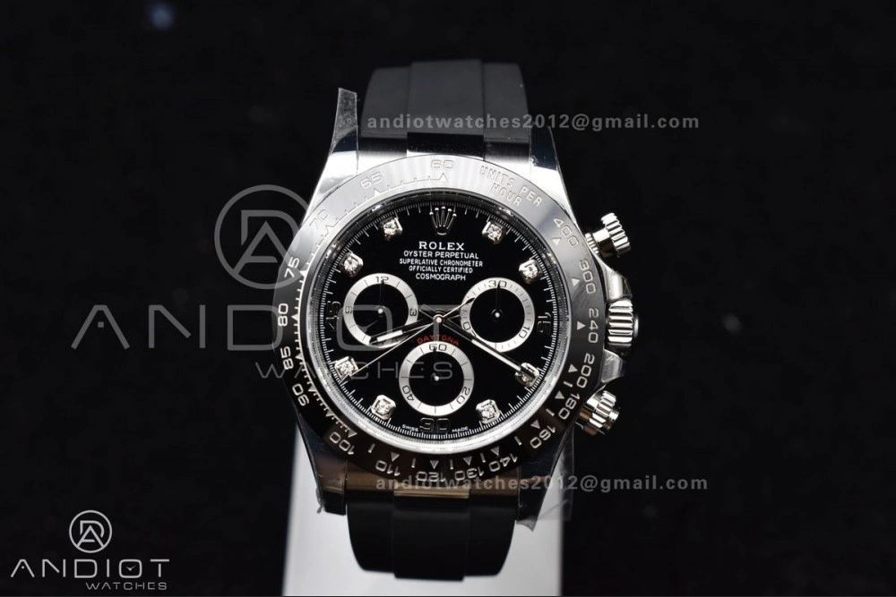Daytona 116519 BTF 1:1 Best Edition Black Diamonds Dial on Oysterflex Rubber Strap SA Modern 768