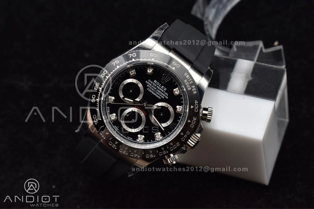 Daytona 116519 BTF 1:1 Best Edition Black Diamonds Dial on Oysterflex Rubber Strap SA Modern 768
