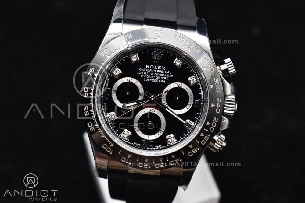 Daytona 116519 BTF 1:1 Best Edition Black Diamonds Dial on Oysterflex Rubber Strap SA Modern 768