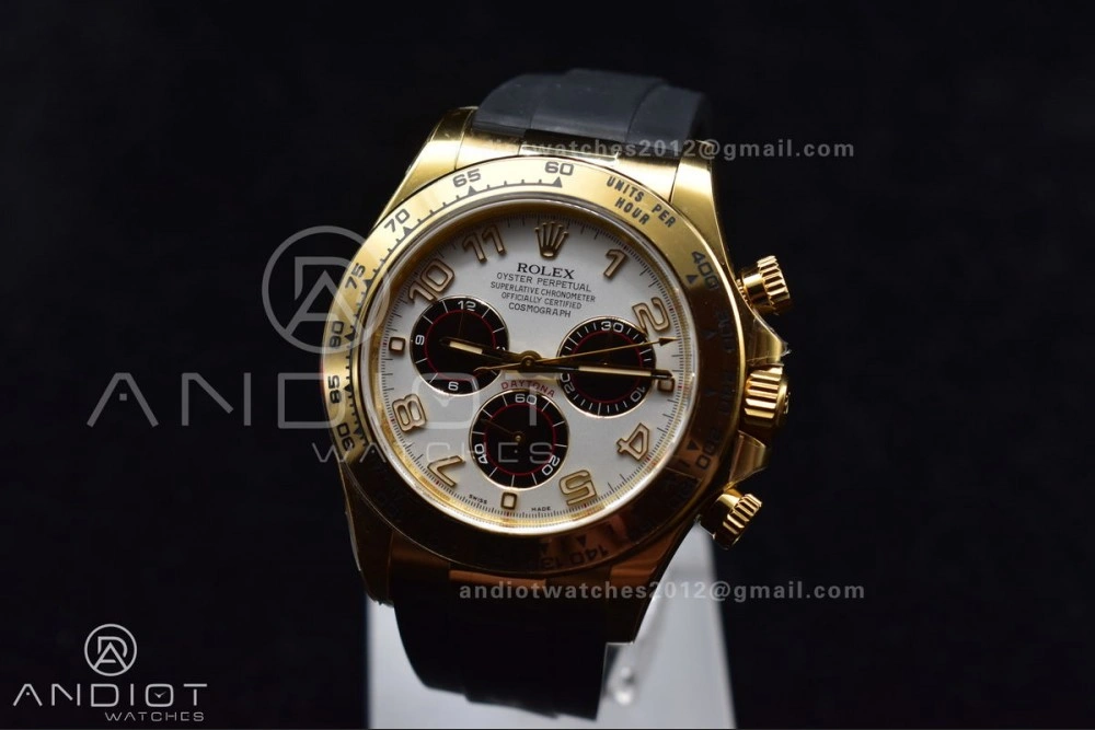 Daytona 116519 Clean 1:1 Best Edition 904L SS Case Gold Black Dial On Rubber Strap SA4130 V OdorResistant 419