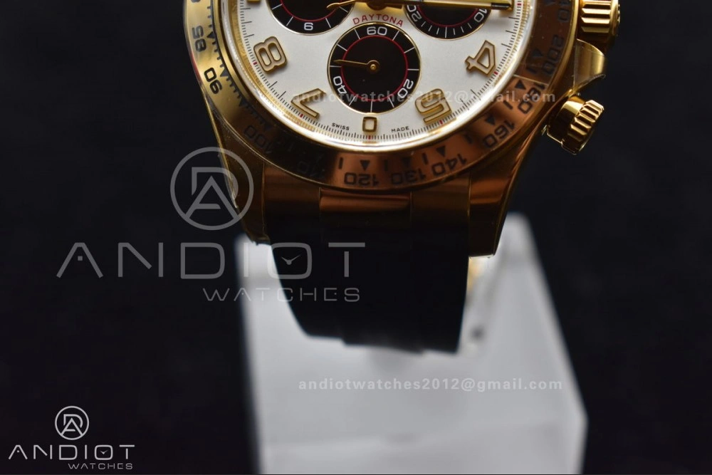 Daytona 116519 Clean 1:1 Best Edition 904L SS Case Gold Black Dial On Rubber Strap SA4130 V OdorResistant 419