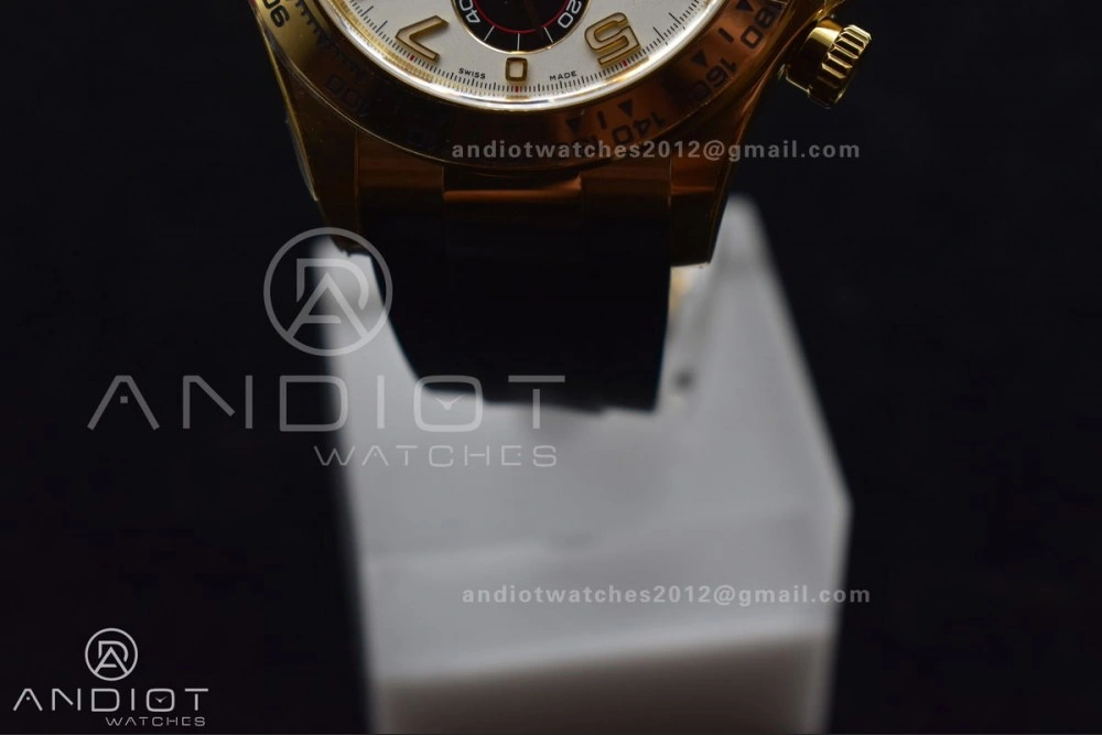 Daytona 116519 Clean 1:1 Best Edition 904L SS Case Gold Black Dial On Rubber Strap SA4130 V OdorResistant 419