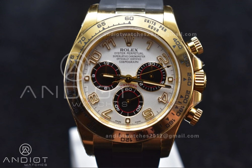 Daytona 116519 Clean 1:1 Best Edition 904L SS Case Gold Black Dial On Rubber Strap SA4130 V OdorResistant 419