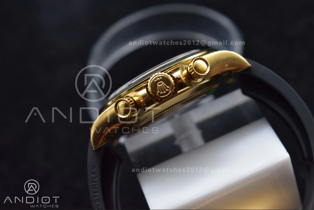 Daytona 116519 Clean 1:1 Best Edition 904L SS Case Gold Black Dial On Rubber Strap SA4130 V OdorResistant 419