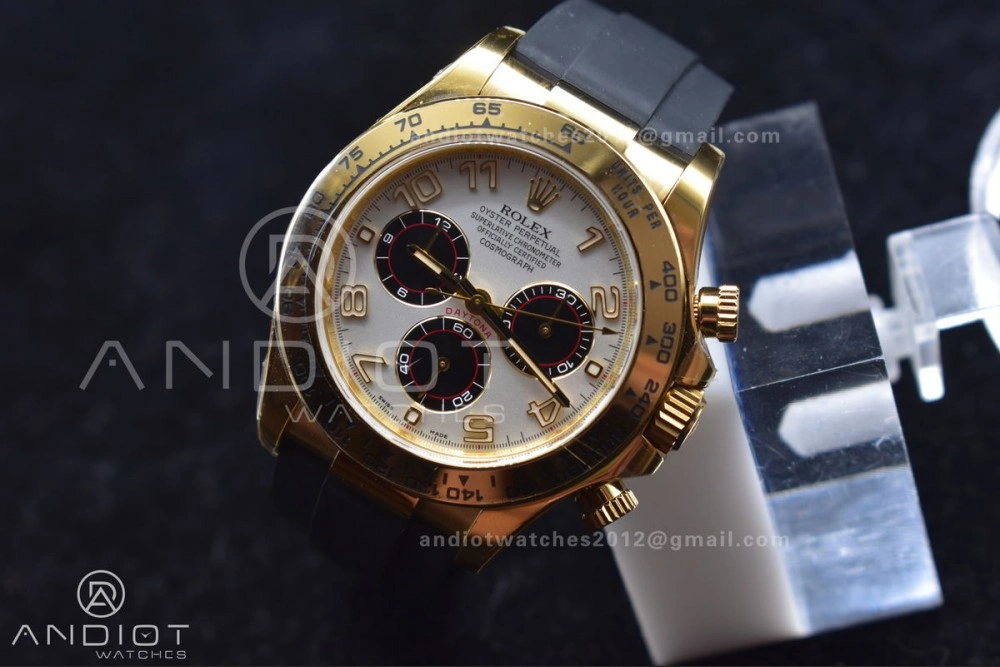 Daytona 116519 Clean 1:1 Best Edition 904L SS Case Gold Black Dial On Rubber Strap SA4130 V OdorResistant 419