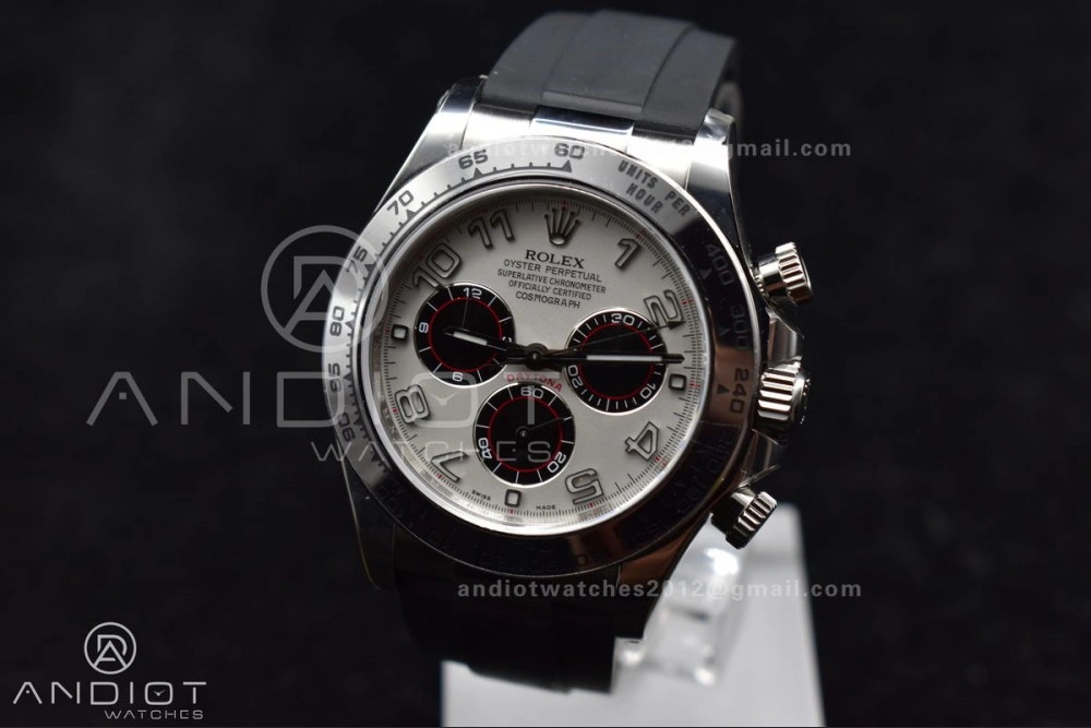 Affordable Daytona 116519 Clean 1:1 Best Edition 904L SS Case Silver Black Dial on Rubber Strap SA4130 V 414