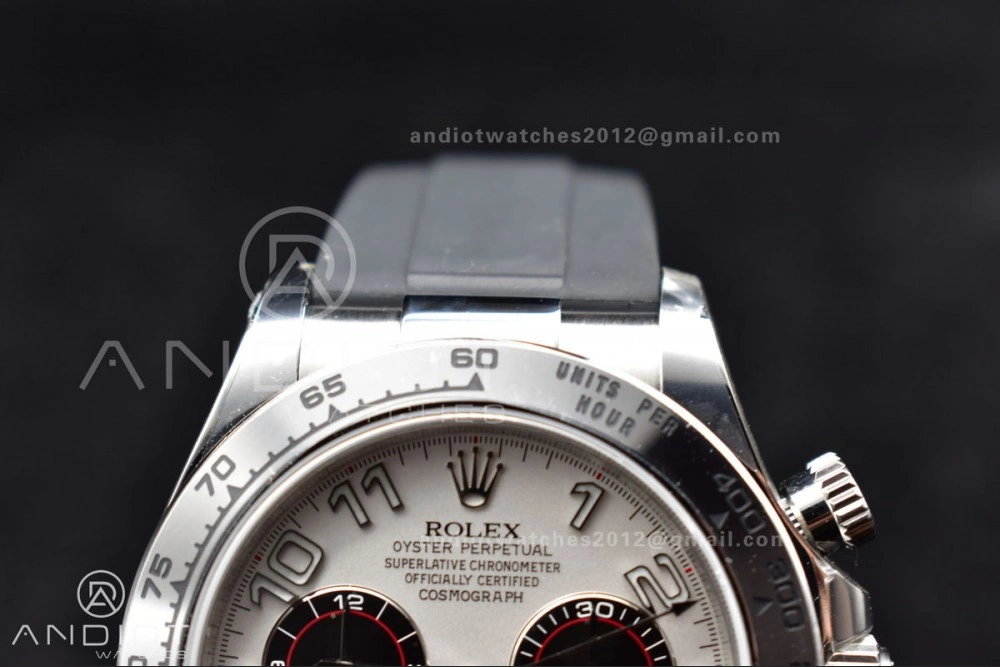 Affordable Daytona 116519 Clean 1:1 Best Edition 904L SS Case Silver Black Dial on Rubber Strap SA4130 V 414