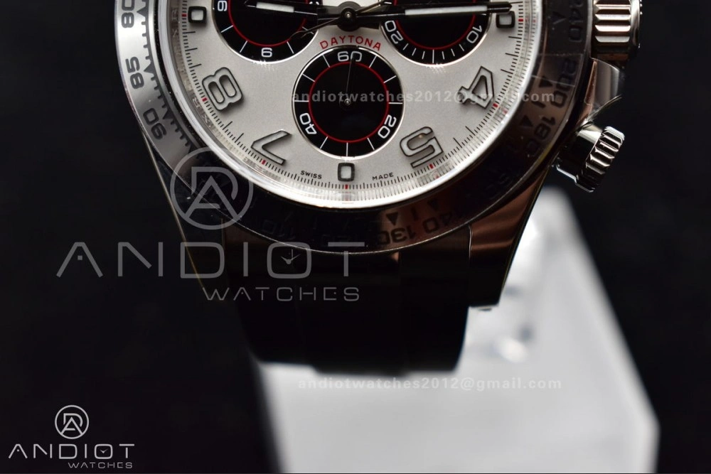 Affordable Daytona 116519 Clean 1:1 Best Edition 904L SS Case Silver Black Dial on Rubber Strap SA4130 V 414