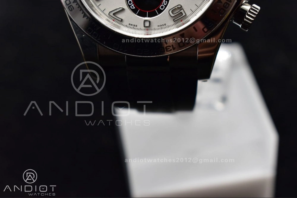 Affordable Daytona 116519 Clean 1:1 Best Edition 904L SS Case Silver Black Dial on Rubber Strap SA4130 V 414