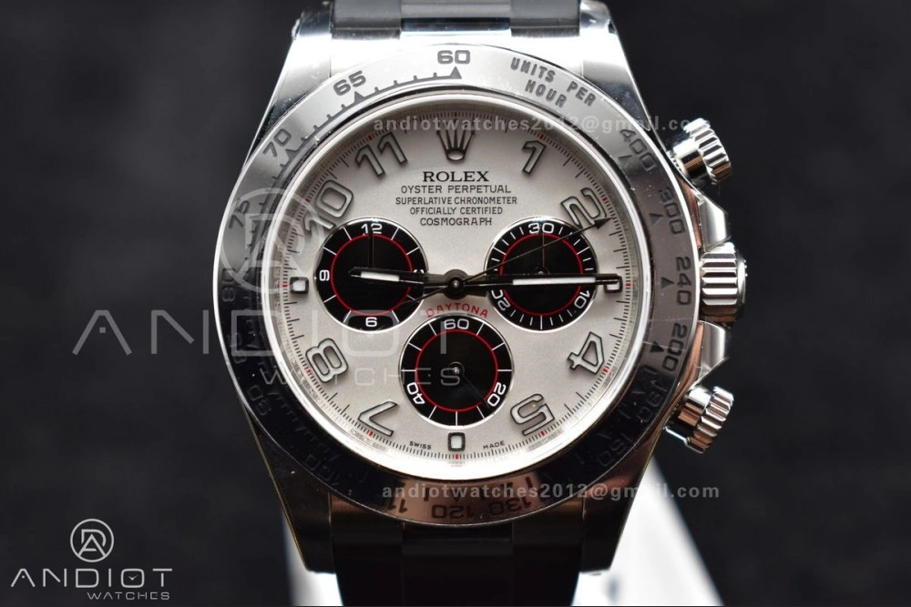 Affordable Daytona 116519 Clean 1:1 Best Edition 904L SS Case Silver Black Dial on Rubber Strap SA4130 V 414