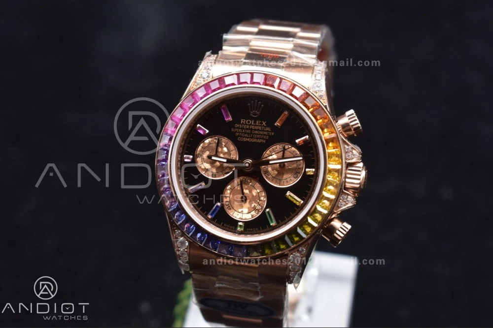 Daytona 116595RBOW RG Rainbow Crystal TWF Best Edition Black Dial on YG Bracelet A Youthful 428