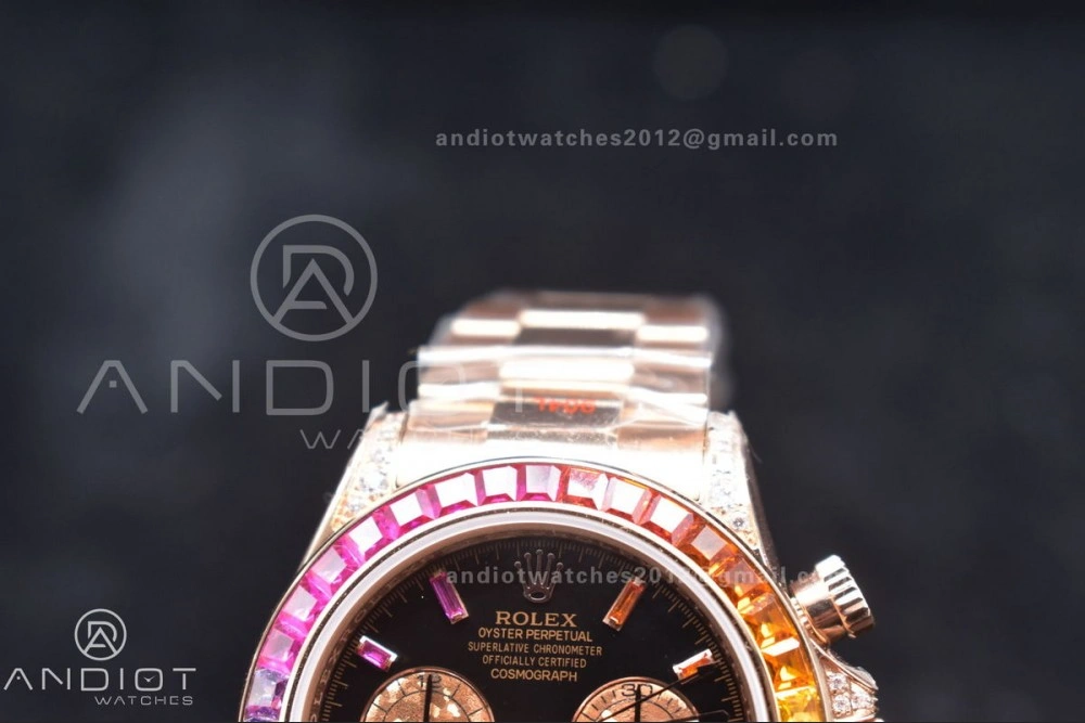 Daytona 116595RBOW RG Rainbow Crystal TWF Best Edition Black Dial on YG Bracelet A Youthful 428