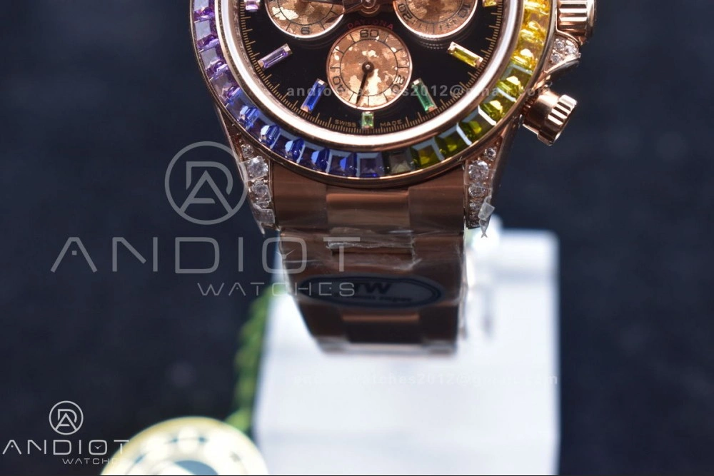 Daytona 116595RBOW RG Rainbow Crystal TWF Best Edition Black Dial on YG Bracelet A Youthful 428