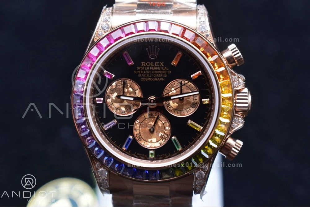 Daytona 116595RBOW RG Rainbow Crystal TWF Best Edition Black Dial on YG Bracelet A Youthful 428