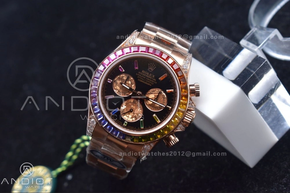 Daytona 116595RBOW RG Rainbow Crystal TWF Best Edition Black Dial on YG Bracelet A Youthful 428