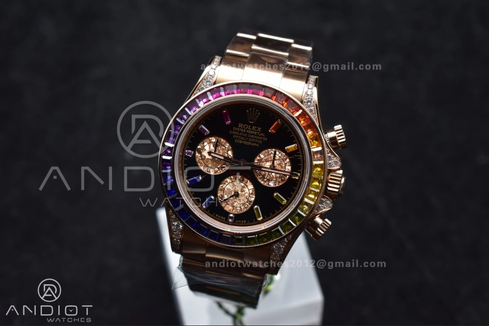 Compact Daytona 116595RBOW Rainbow ZF 1:1 Best Edition Black Diamonds Dial on RG Bracelet SH 776