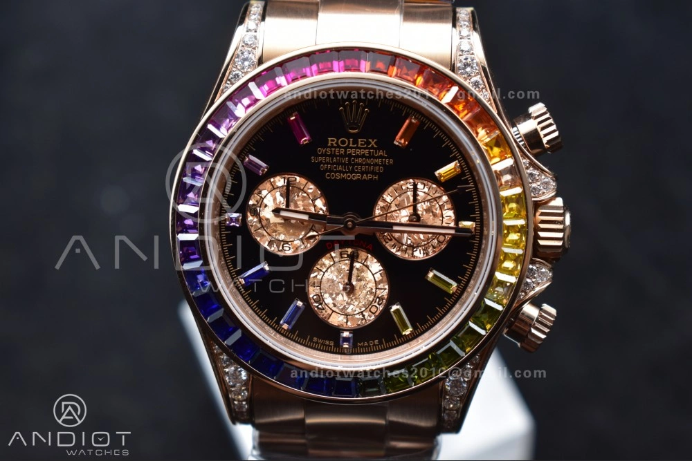 Compact Daytona 116595RBOW Rainbow ZF 1:1 Best Edition Black Diamonds Dial on RG Bracelet SH 776