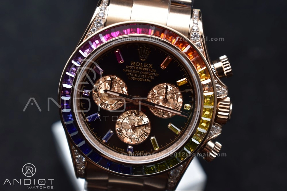 Compact Daytona 116595RBOW Rainbow ZF 1:1 Best Edition Black Diamonds Dial on RG Bracelet SH 776