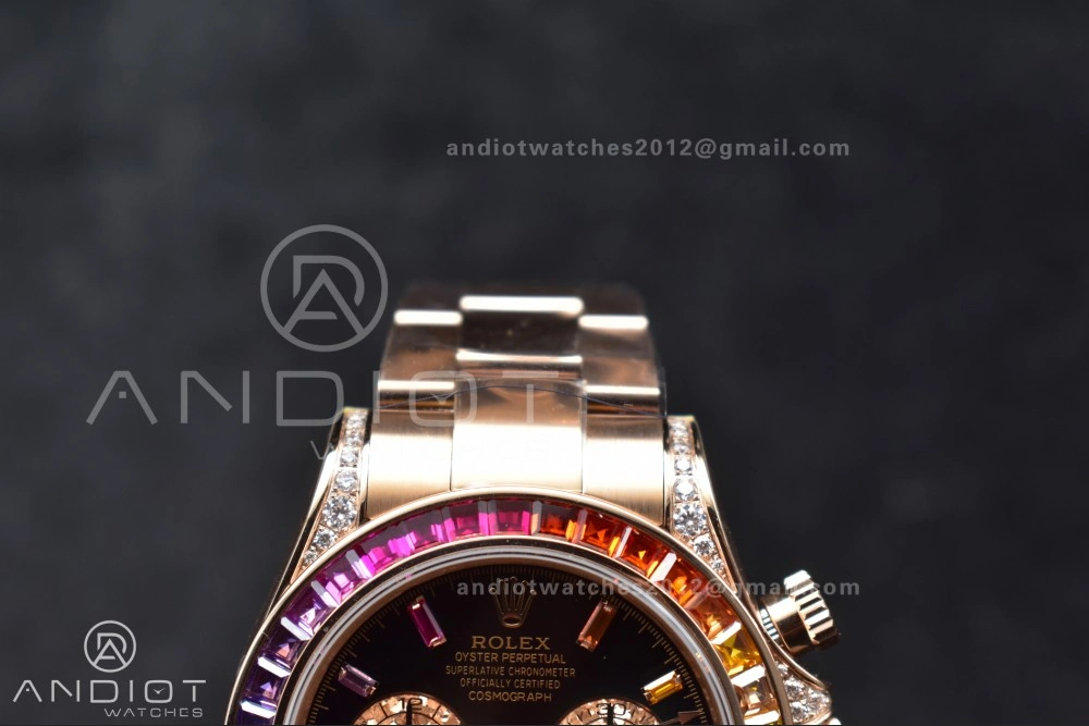 Compact Daytona 116595RBOW Rainbow ZF 1:1 Best Edition Black Diamonds Dial on RG Bracelet SH 776
