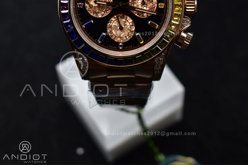Compact Daytona 116595RBOW Rainbow ZF 1:1 Best Edition Black Diamonds Dial on RG Bracelet SH 776