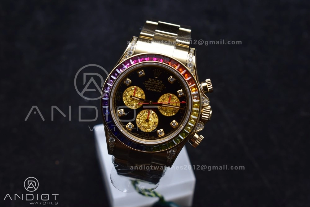 Daytona 116598RBOW Rainbow ZF 1:1 Best Edition Black Diamonds Dial on YG Bracelet SH Minimalist 779