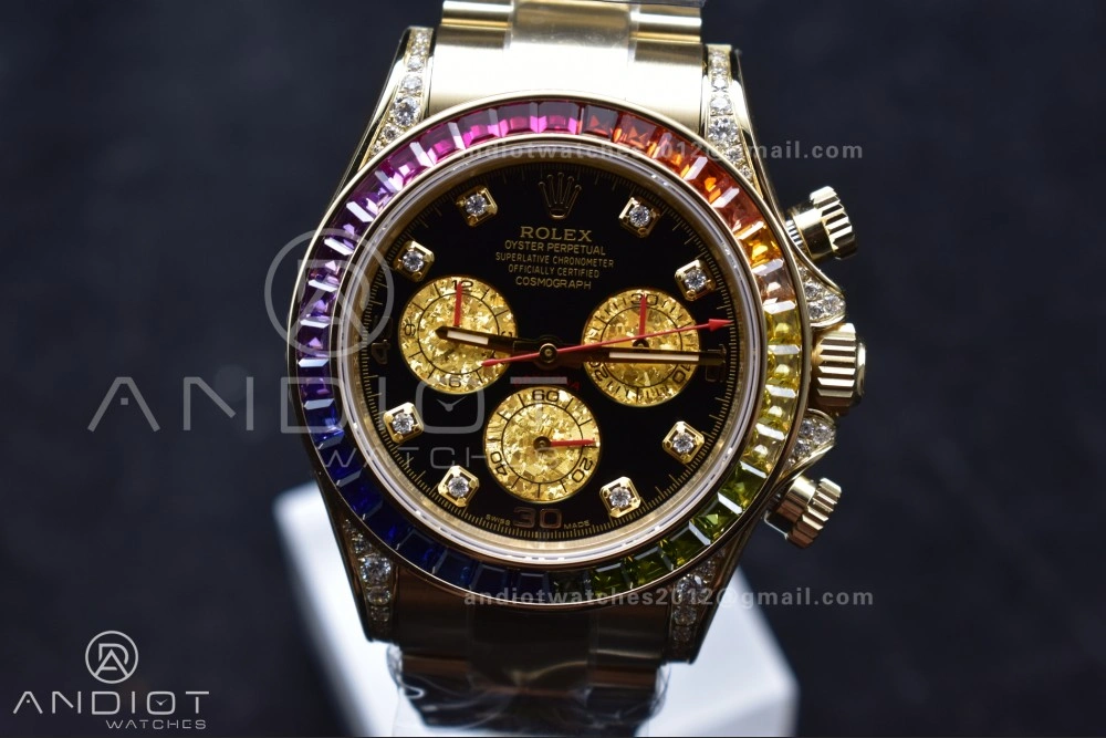 Daytona 116598RBOW Rainbow ZF 1:1 Best Edition Black Diamonds Dial on YG Bracelet SH Minimalist 779