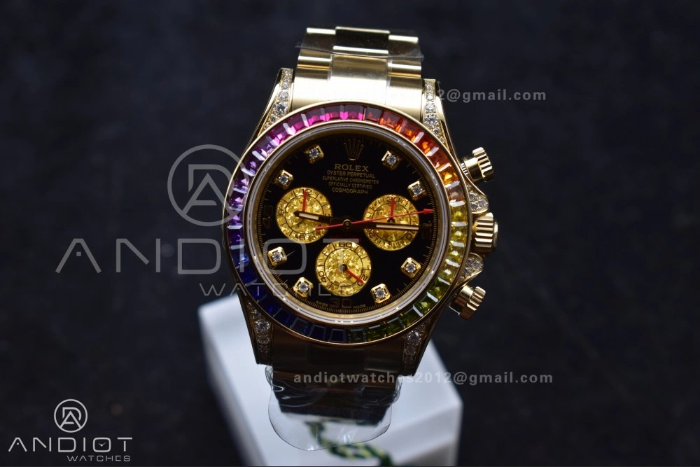 Daytona 116598RBOW Rainbow ZF 1:1 Best Edition Black Diamonds Dial on YG Bracelet SH Minimalist 779