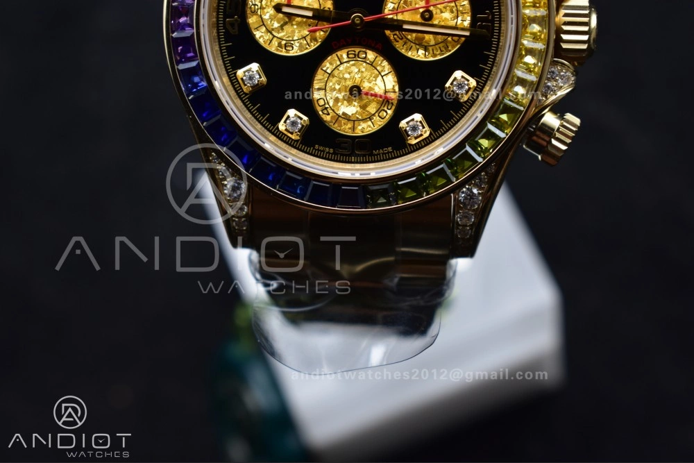 Daytona 116598RBOW Rainbow ZF 1:1 Best Edition Black Diamonds Dial on YG Bracelet SH Minimalist 779