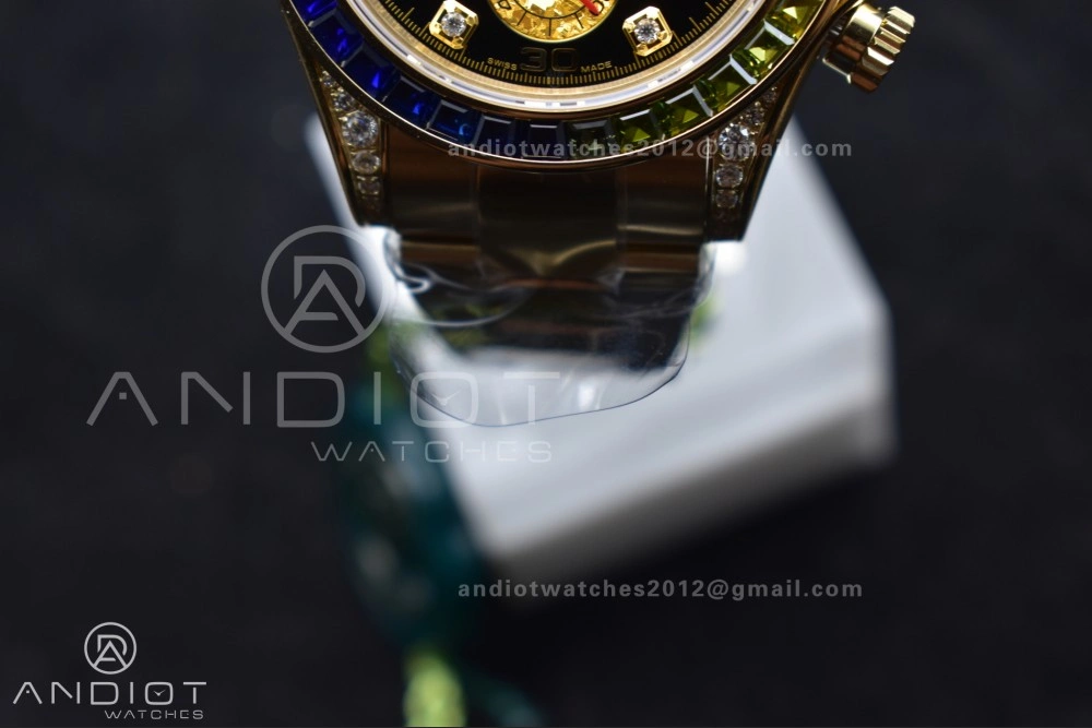 Daytona 116598RBOW Rainbow ZF 1:1 Best Edition Black Diamonds Dial on YG Bracelet SH Minimalist 779