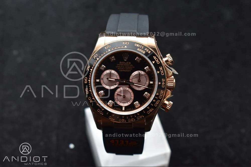 Practical Daytona 126515 QF 1:1 Best Edition Black RG Diamonds Dial on Oysterflex Strap SH4131 V6 (Weighted) 801