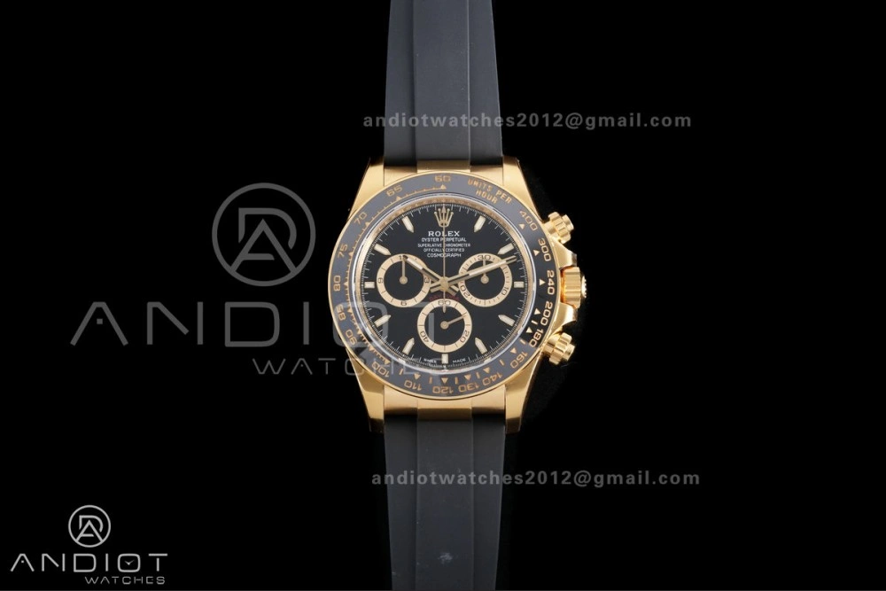Modern Daytona 126518 Gain Weight VSF 1:1 Best Edition Black Dial Gold Rim Black Sub-dial Stick Marker on Oyster-flex Strap DD 804