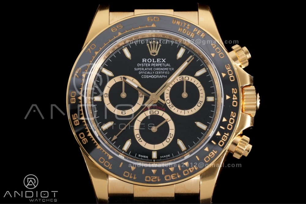 Modern Daytona 126518 Gain Weight VSF 1:1 Best Edition Black Dial Gold Rim Black Sub-dial Stick Marker on Oyster-flex Strap DD 804