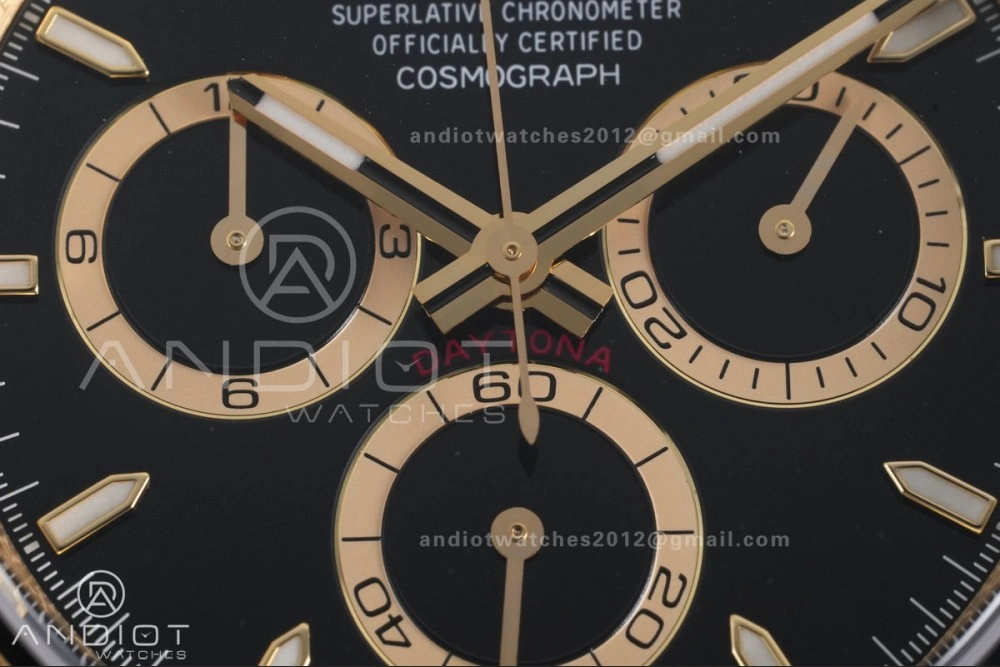 Modern Daytona 126518 Gain Weight VSF 1:1 Best Edition Black Dial Gold Rim Black Sub-dial Stick Marker on Oyster-flex Strap DD 804