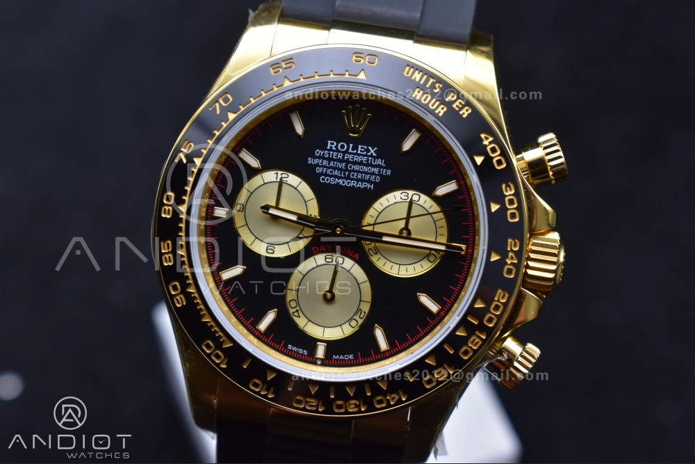 Daytona 126518 QF 1:1 Best Edition Black YG Dial on Oysterflex Strap SH4131 V6 (Weighted) Packable 807
