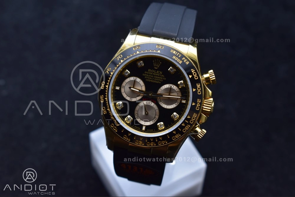 Premium Daytona 126518 QF 1:1 Best Edition Black YG Diamonds Dial on Oysterflex Strap SH4131 V6 (Weighted) 806